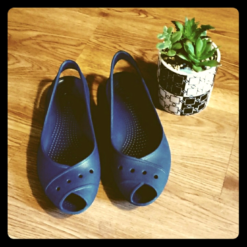 Crocs Kadee Navy Blue Slip On Ballet Flats Size 7